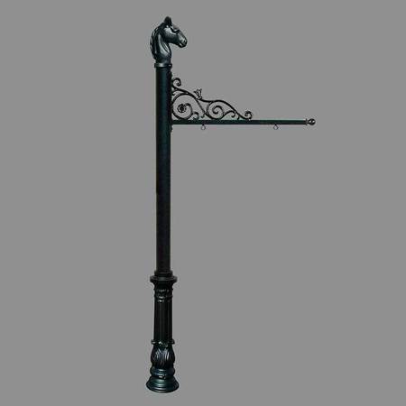 QUALARC Sign System w/Horse Head Finial & Ornate Base, Black color REPST-701-BL